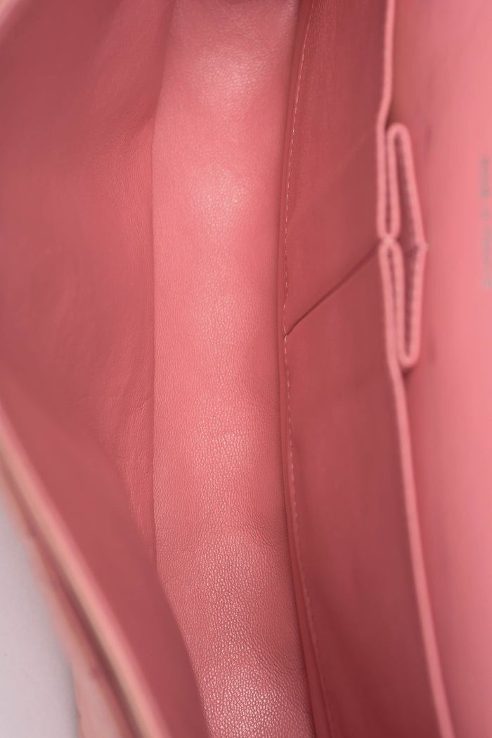 2000s Chanel Baby Pink Lambskin Leather Medium Double Flap Shoulder Bag