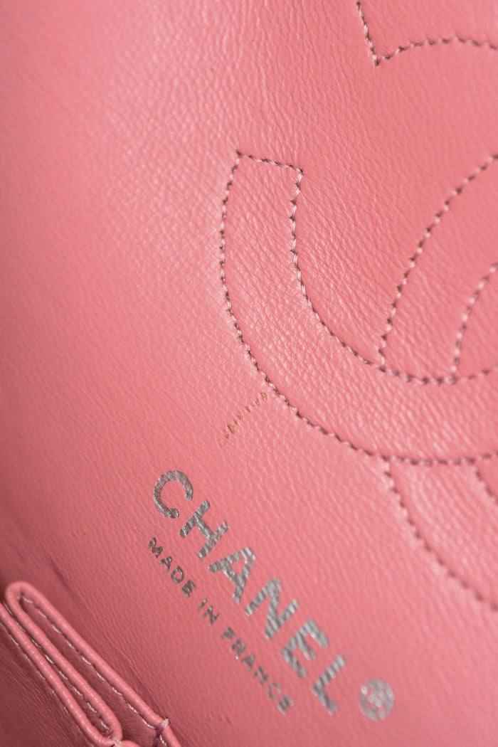 2000s Chanel Baby Pink Lambskin Leather Medium Double Flap Shoulder Bag