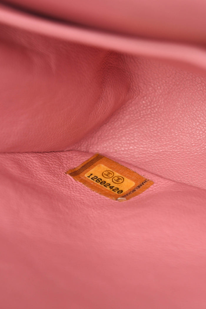 2000s Chanel Baby Pink Lambskin Leather Medium Double Flap Shoulder Bag