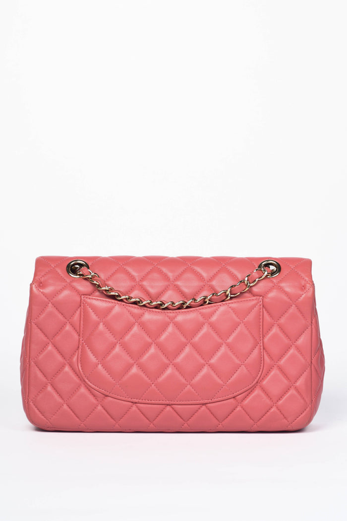 2000s Chanel Pink Lambskin Leather Valentines Single Flap Shoulder Bag