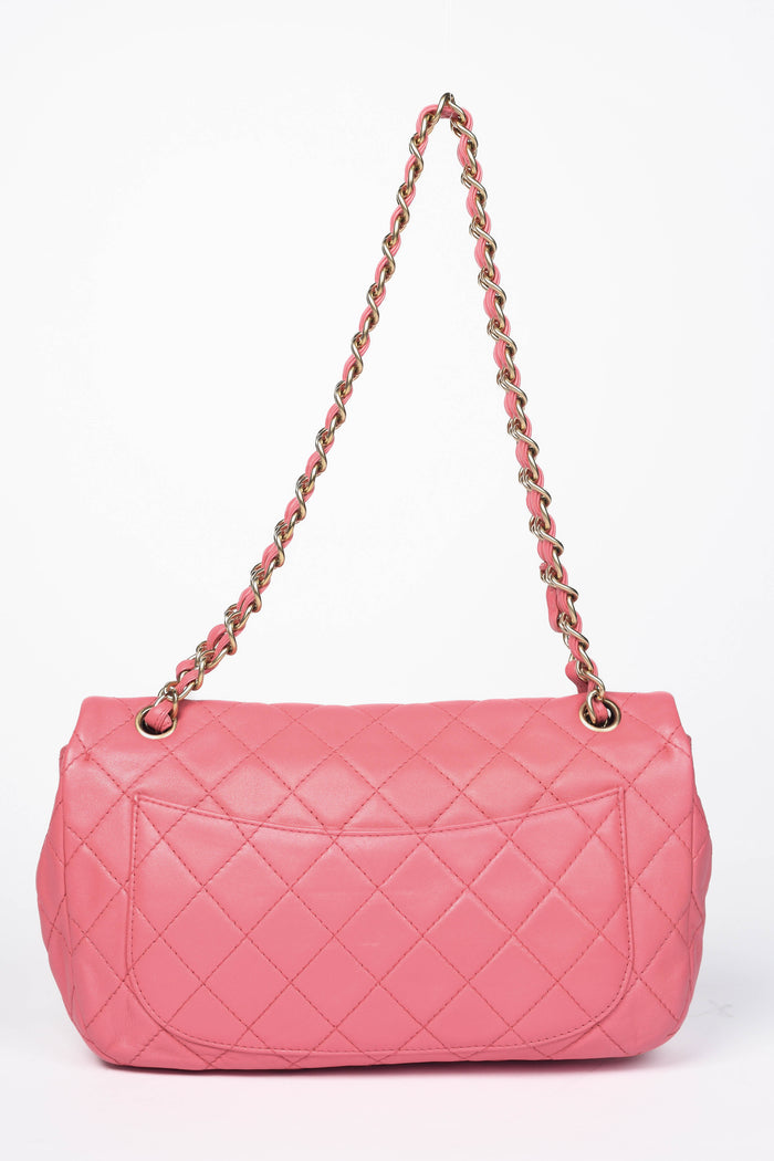 2000s Chanel Pink Lambskin Leather Precious Jewel Flap Shoulder Bag