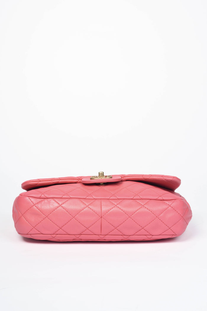 2000s Chanel Pink Lambskin Leather Precious Jewel Flap Shoulder Bag