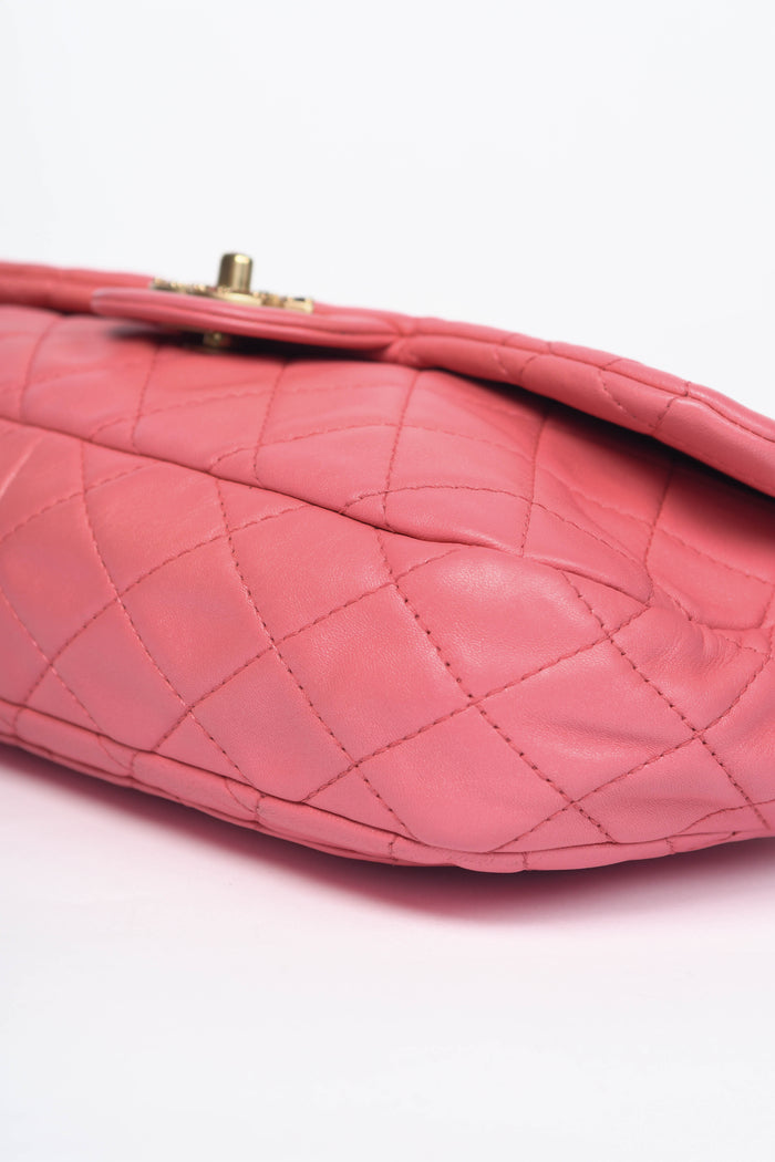 2000s Chanel Pink Lambskin Leather Precious Jewel Flap Shoulder Bag