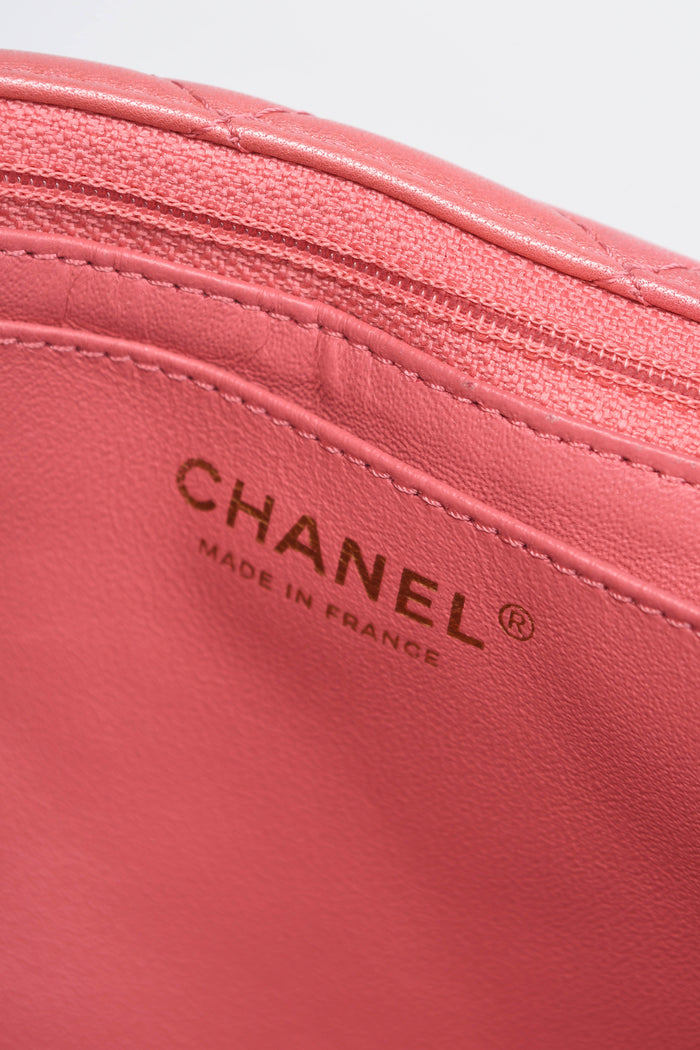 2000s Chanel Pink Lambskin Leather Precious Jewel Flap Shoulder Bag
