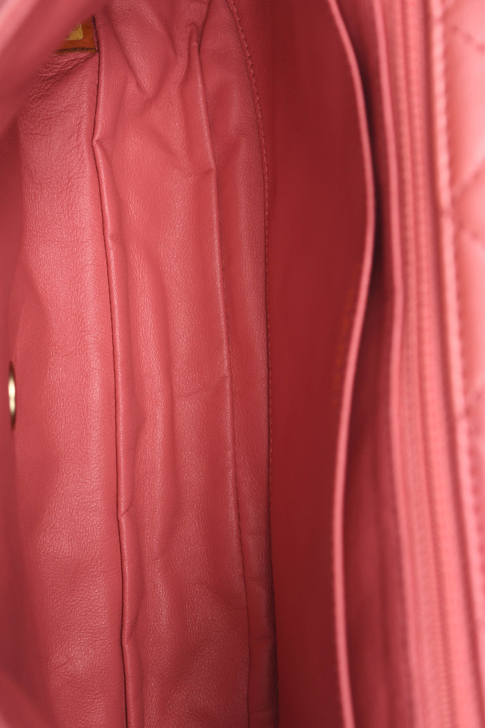 2000s Chanel Pink Lambskin Leather Precious Jewel Flap Shoulder Bag