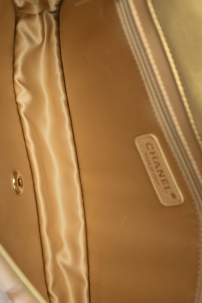 SUPER RARE 2000s Chanel Gold Ice Cube Single Flap Shoulder Bag