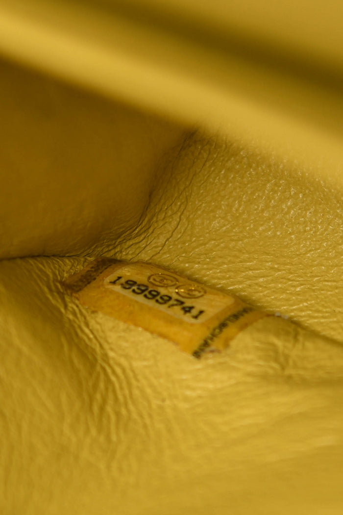 2010s Chanel Yellow Tweed Medium Double Flap Shoulder Bag