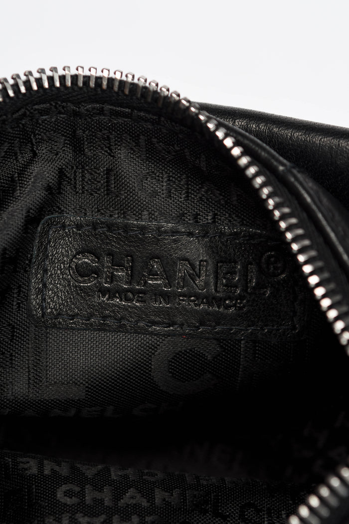 2000s Chanel Black Lambskin Leather Small Top Handle