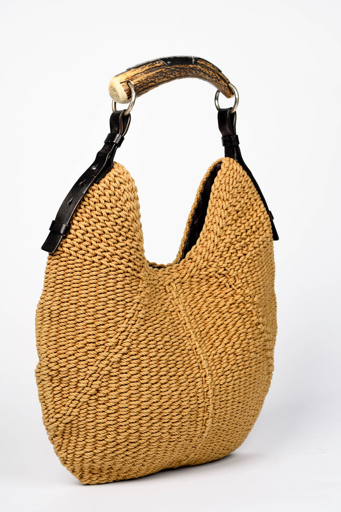 Vintage Yves Saint Laurent Raffia Mombasa Large Shoulder Bag