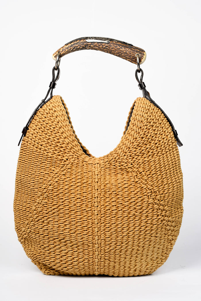 Vintage Yves Saint Laurent Raffia Mombasa Large Shoulder Bag