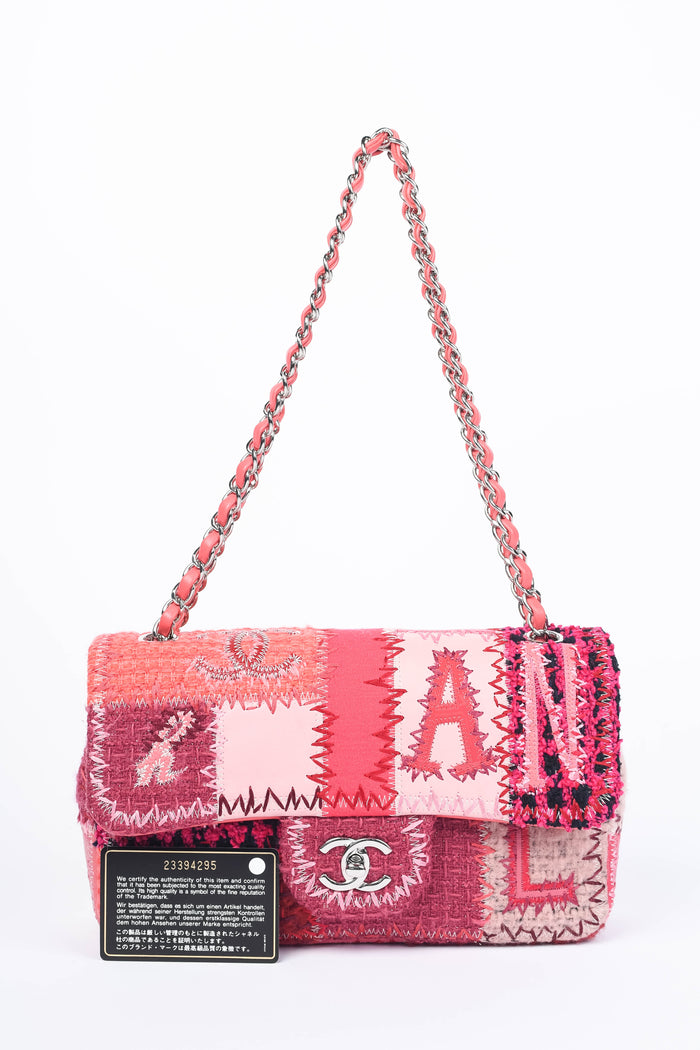 RARE 2010s Chanel Pink Patchwork Single Flap Shoulder Bag
