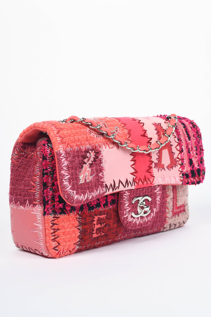 RARE 2010s Chanel Pink Patchwork Single Flap Shoulder Bag