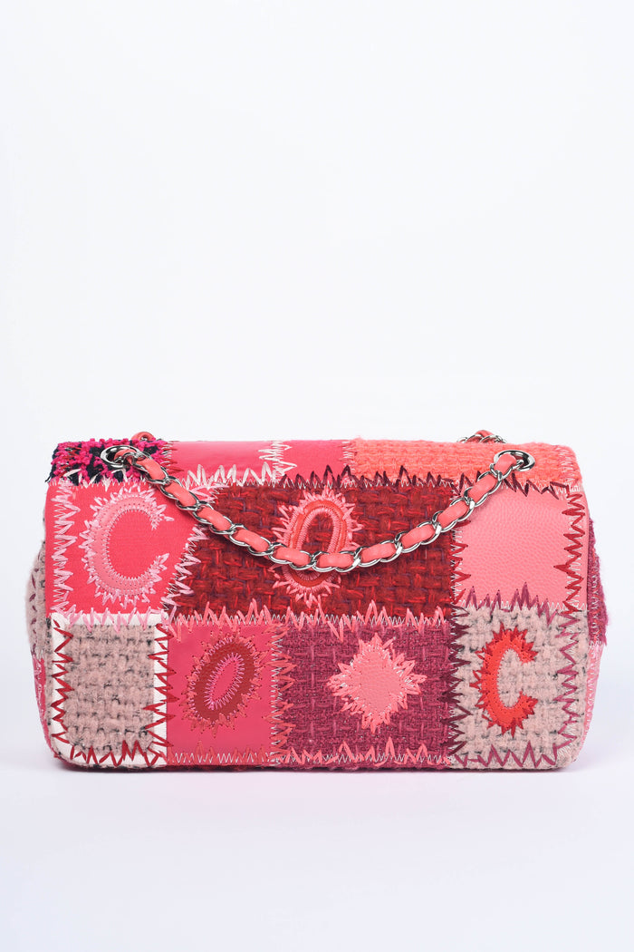 RARE 2010s Chanel Pink Patchwork Single Flap Shoulder Bag