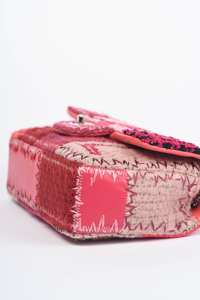 RARE 2010s Chanel Pink Patchwork Single Flap Shoulder Bag