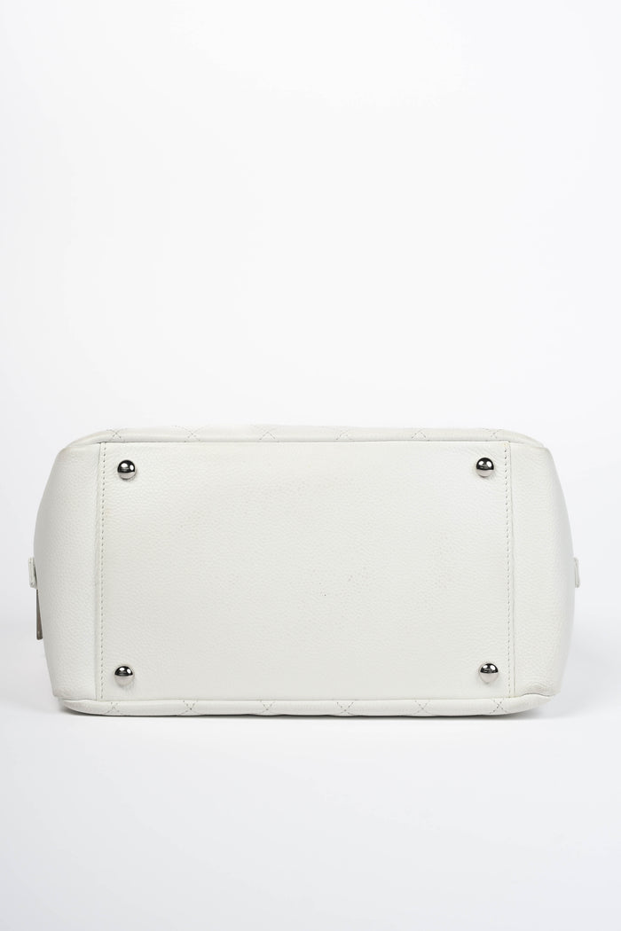 2000s Chanel White Caviar Leather Petite Timeless Tote Bag