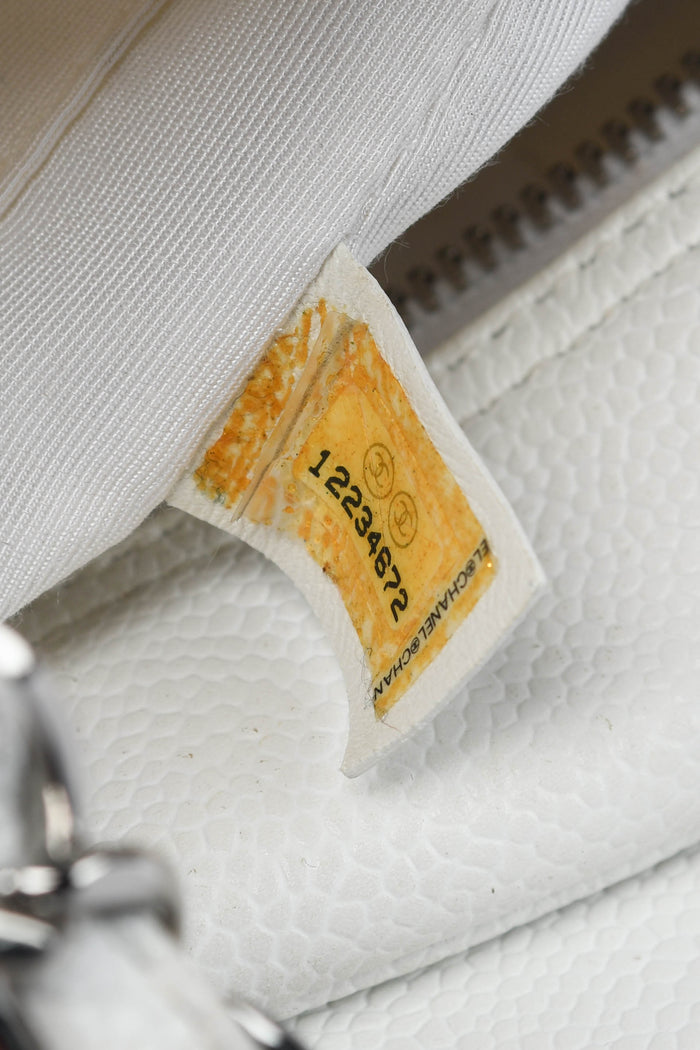 2000s Chanel White Caviar Leather Petite Timeless Tote Bag