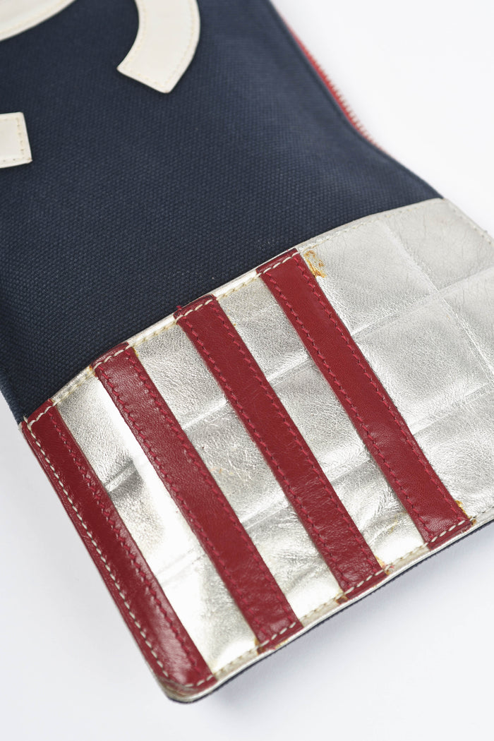 2000s Chanel CC Striped Small Clutch Bag