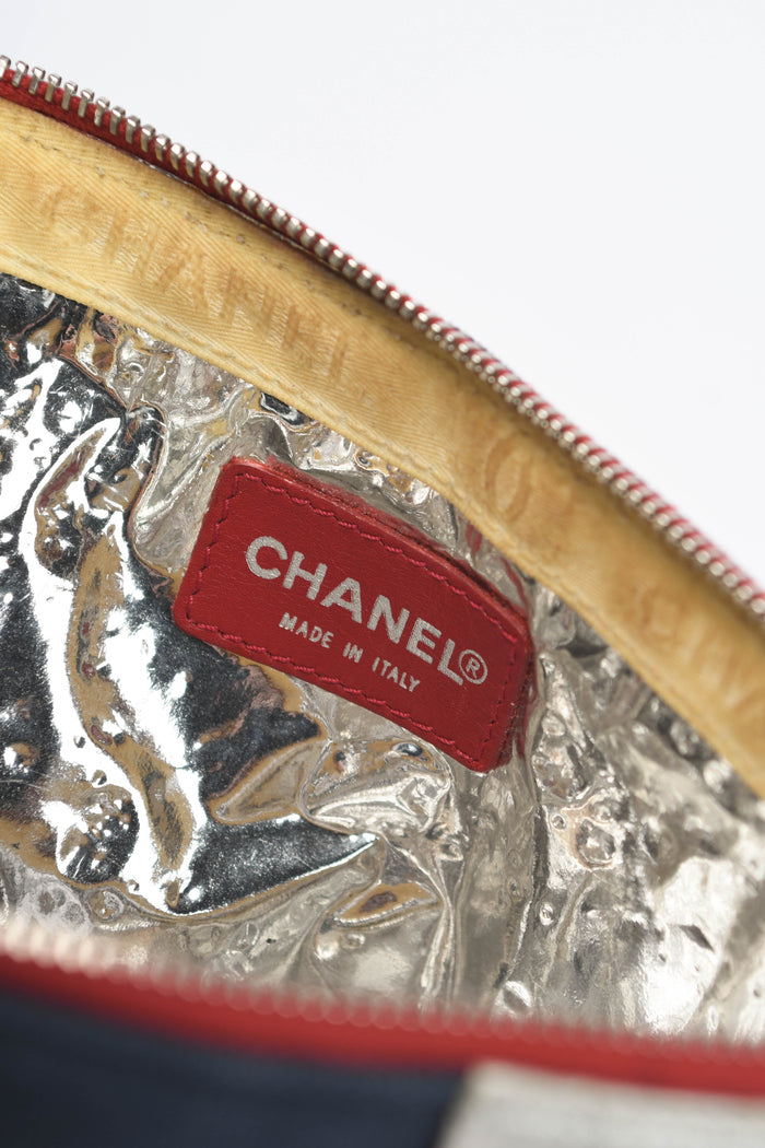 2000s Chanel CC Striped Small Clutch Bag
