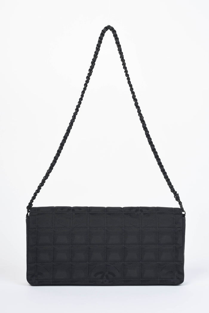 2000s Chanel Black Travel Line East West Shoulder Bag
