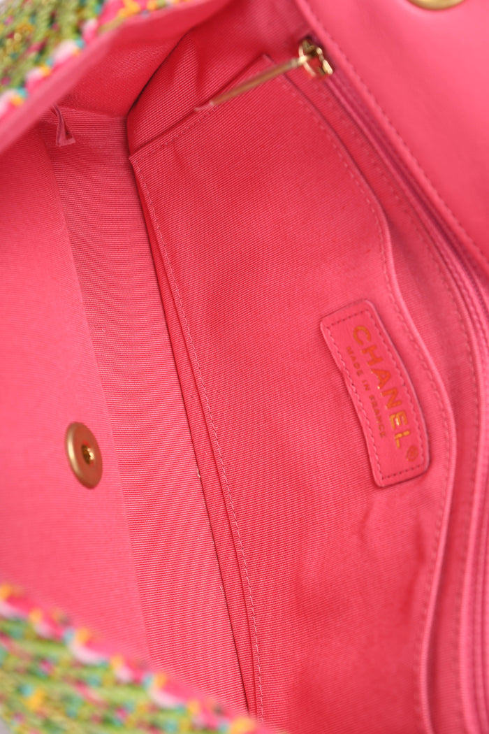 RARE 2020 Chanel Multicoloured Woven Single Flap Shoulder Bag