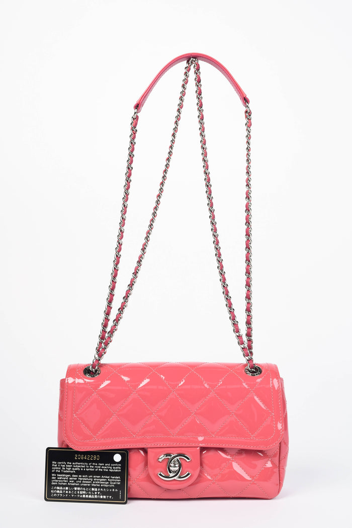 2014 Chanel Pink Patent Leather Coco Shine Small Flap Shoulder Bag