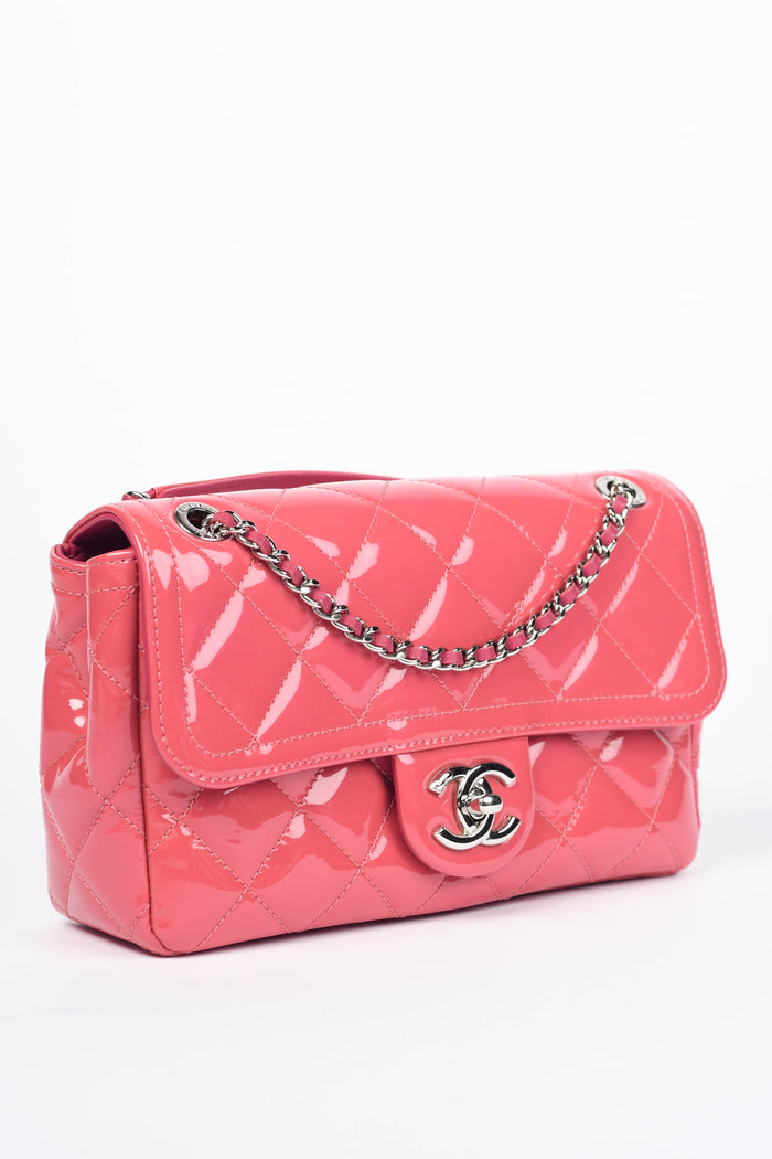 2014 Chanel Pink Patent Leather Coco Shine Small Flap Shoulder Bag