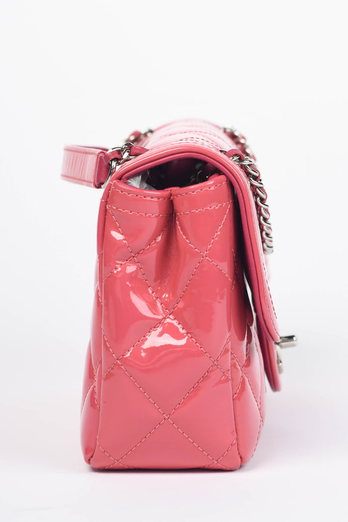 2014 Chanel Pink Patent Leather Coco Shine Small Flap Shoulder Bag