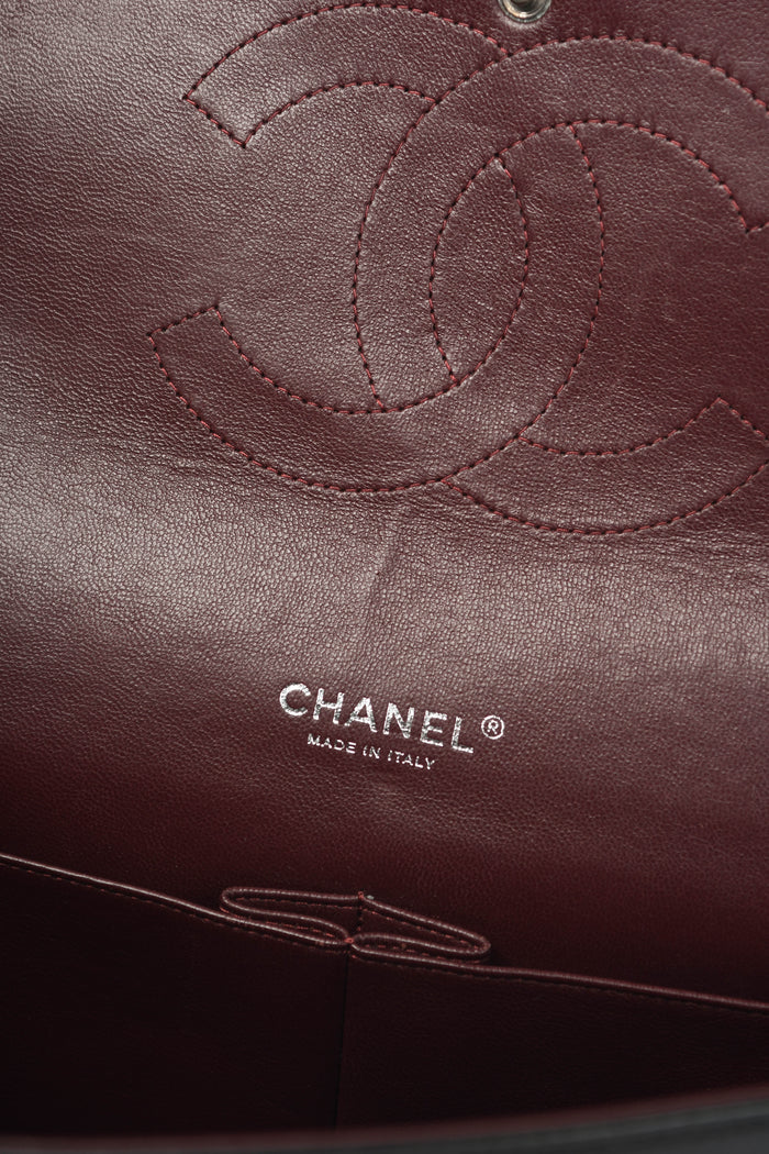 2010s Chanel Black Lambskin Leather Maxi Double Flap Shoulder Bag SHW