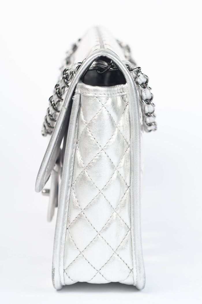 SUPER RARE 2000s Chanel Silver Ice Cube Single Flap Shoulder Bag