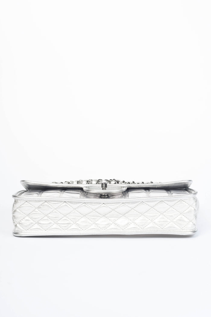 SUPER RARE 2000s Chanel Silver Ice Cube Single Flap Shoulder Bag