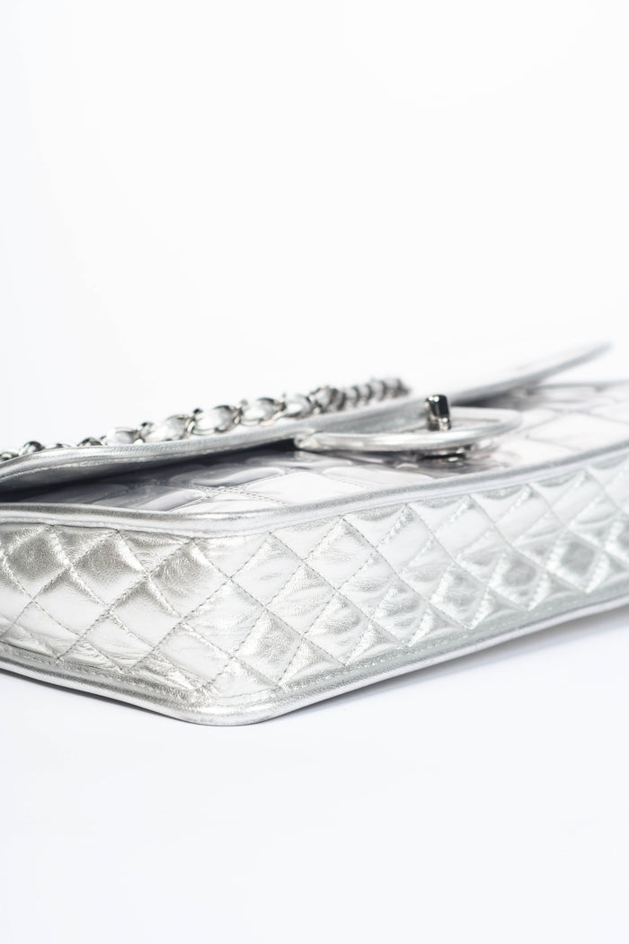 SUPER RARE 2000s Chanel Silver Ice Cube Single Flap Shoulder Bag