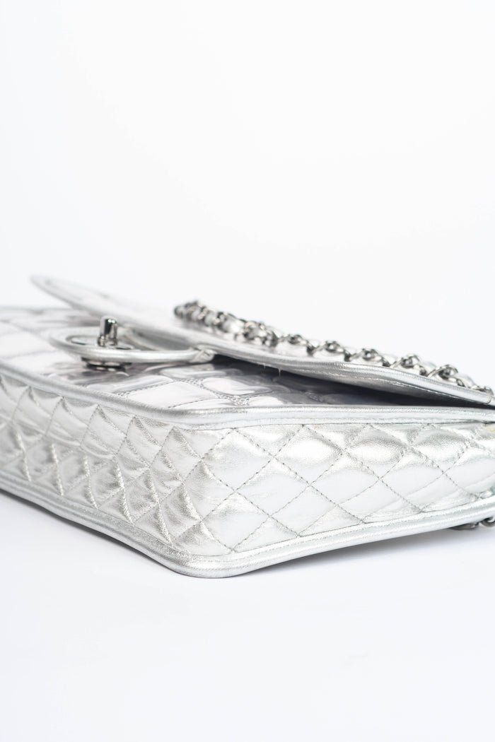 SUPER RARE 2000s Chanel Silver Ice Cube Single Flap Shoulder Bag