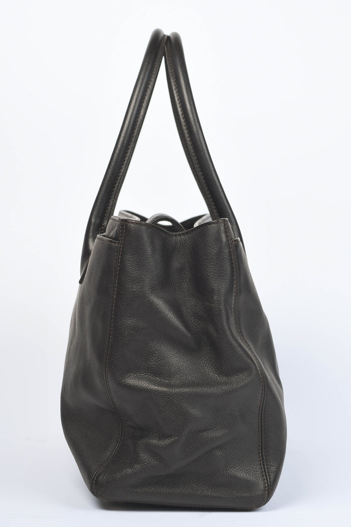 2000s Chanel Espresso Black Caviar Leather Executive Shopper Tote Bag GHW