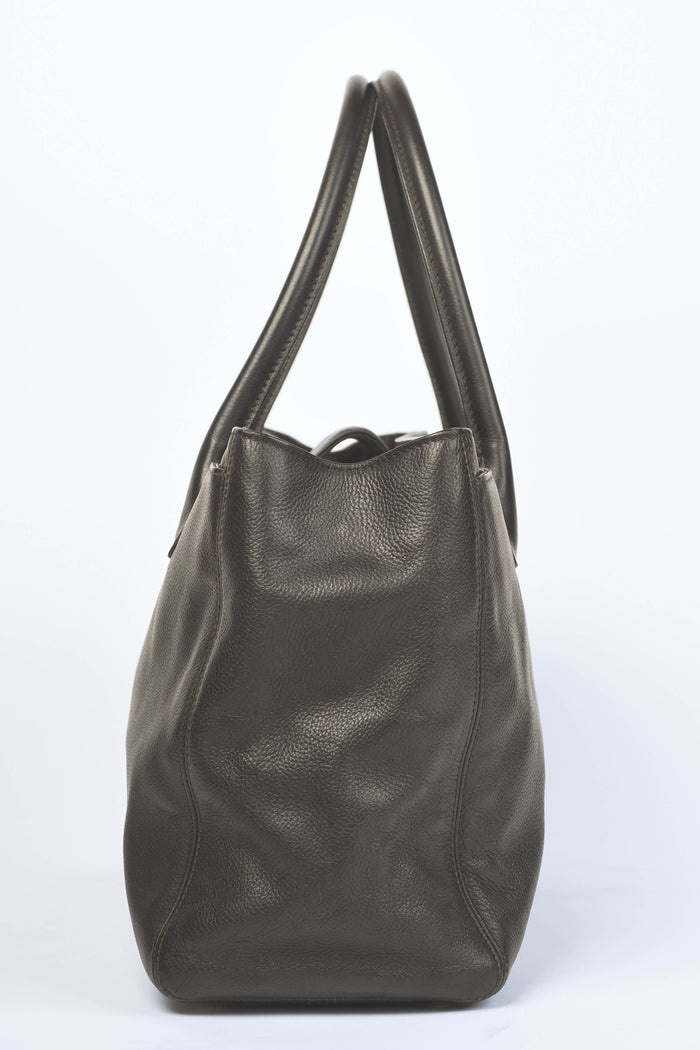 2000s Chanel Espresso Black Caviar Leather Executive Shopper Tote Bag GHW