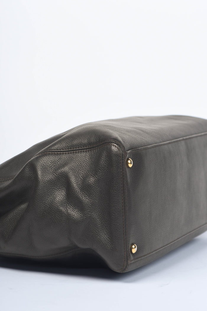 2000s Chanel Espresso Black Caviar Leather Executive Shopper Tote Bag GHW