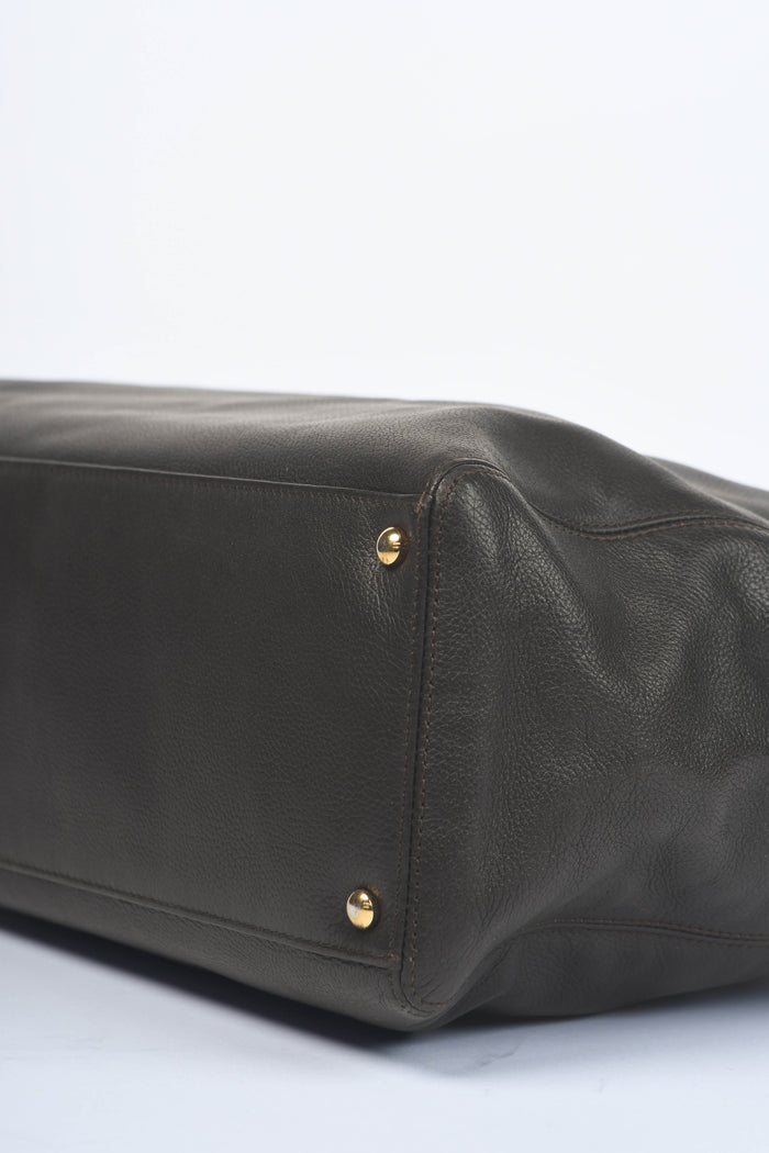 2000s Chanel Espresso Black Caviar Leather Executive Shopper Tote Bag GHW