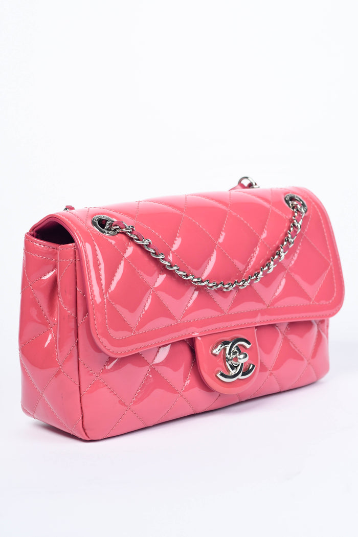2014 Chanel Pink Patent Leather Coco Shine Small Flap Shoulder Bag
