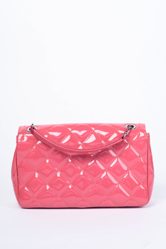 2014 Chanel Pink Patent Leather Coco Shine Small Flap Shoulder Bag