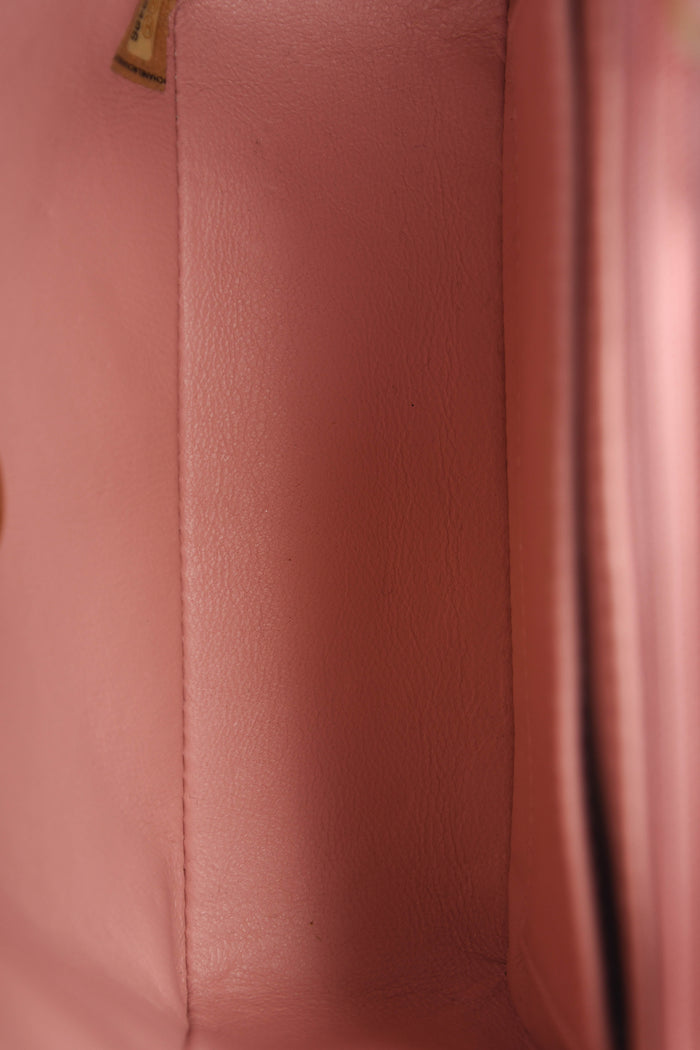 2000s Chanel Baby Pink Lambskin Leather Mini Square Flap with 24k GHW