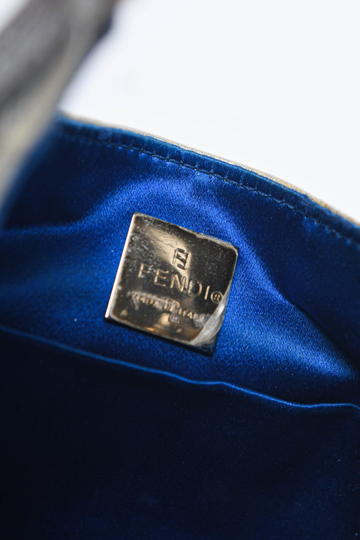 Vintage Fendi Silver Lambskin Leather Small Top Handle Bag