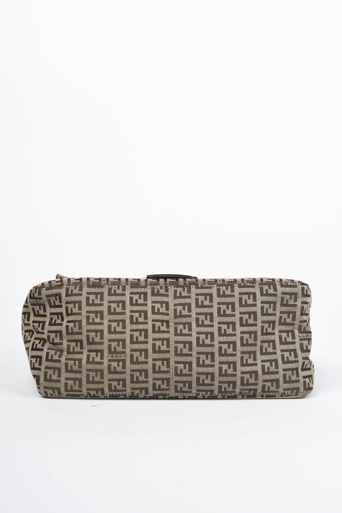 Vintage Fendi Brown Zucchino Mamma Baguette Shoulder Bag