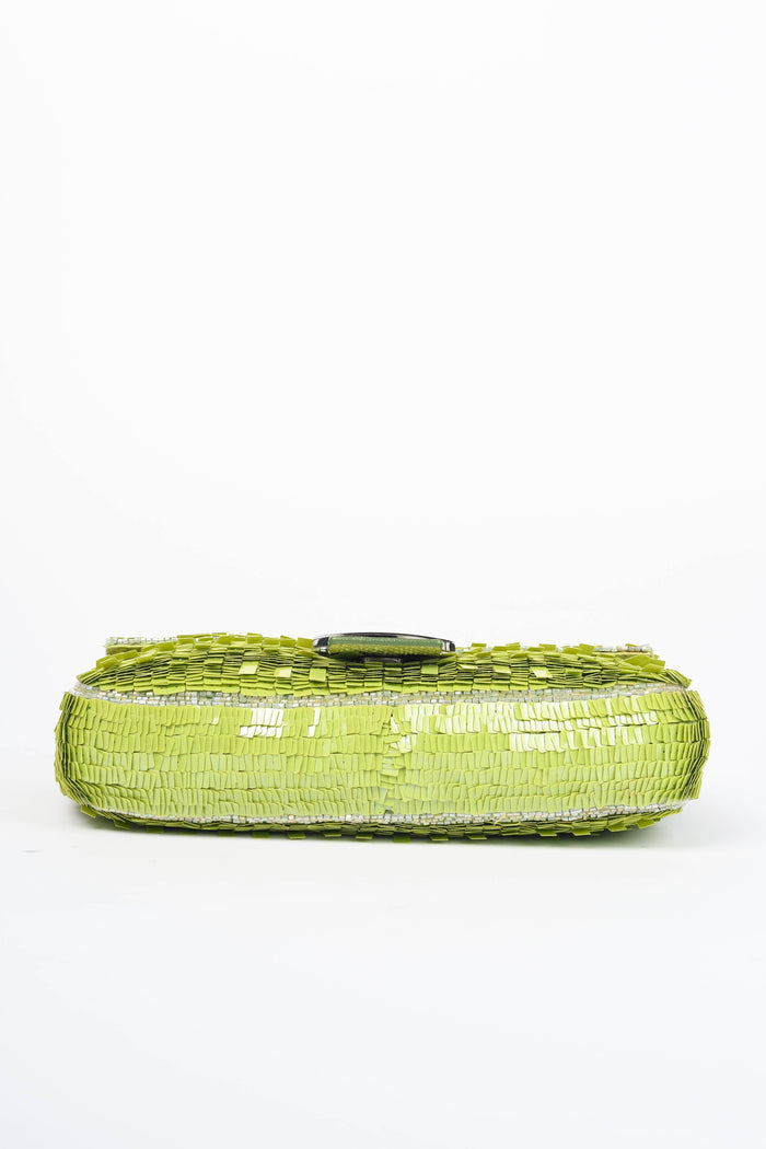 SUPER RARE Fendi Green Sequin Baguette Shoulder Bag