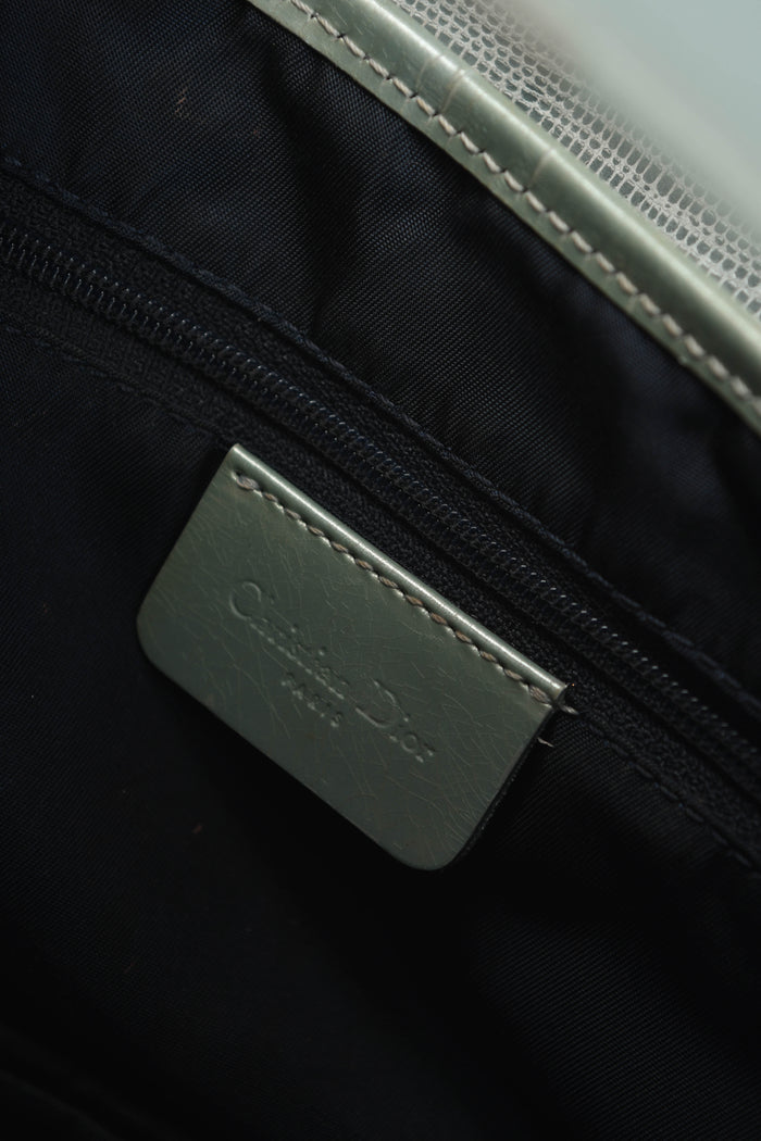 Vintage Christian Dior Green Mock Lizard Double Saddle Shoulder Bag