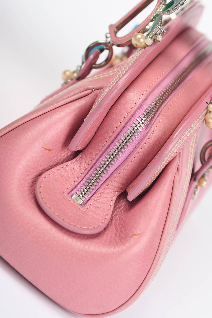 Limited Edition 2000s Christian Dior Pink Leather Butterfly Detective Bag