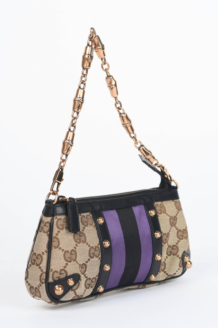 Vintage Gucci Tom Ford Mini GG Monogram Bamboo Shoulder Bag