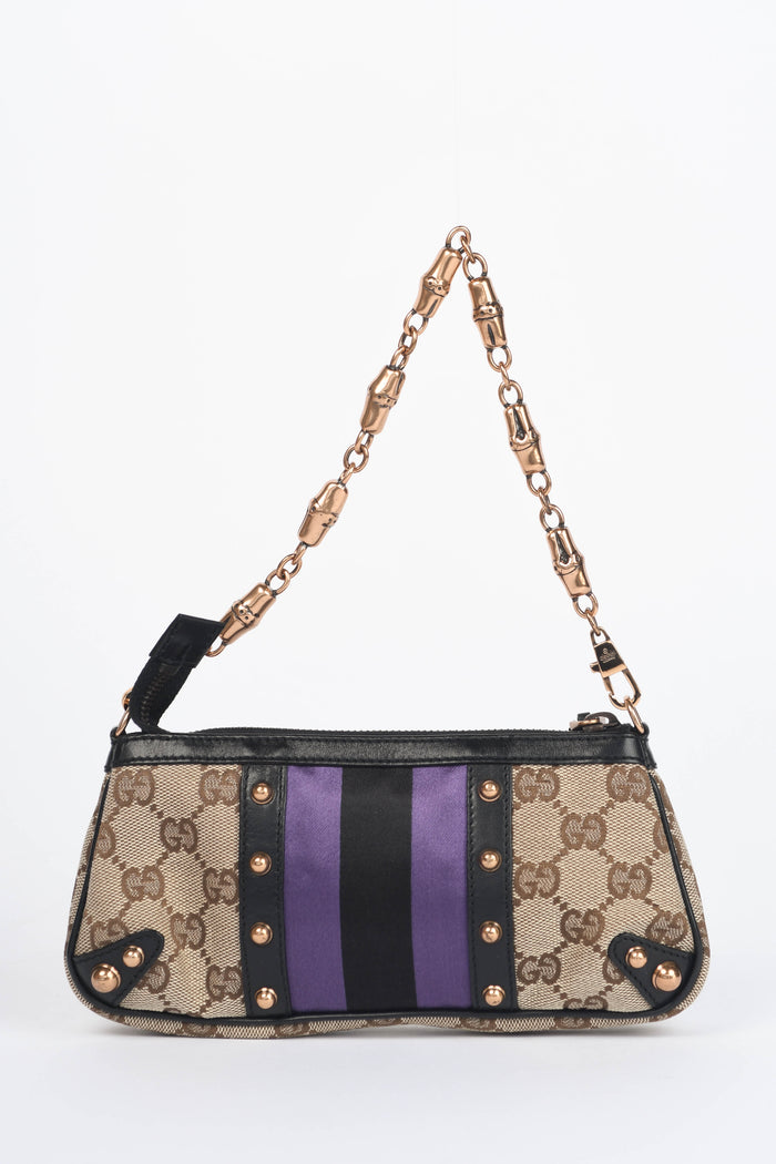 Vintage Gucci Tom Ford Mini GG Monogram Bamboo Shoulder Bag