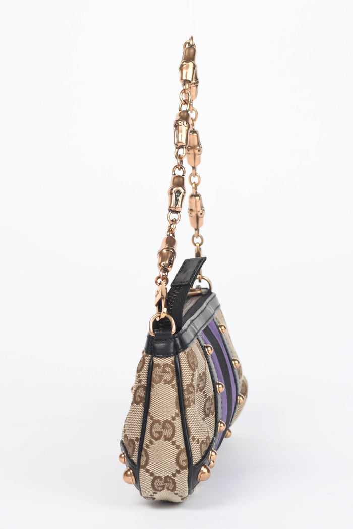Vintage Gucci Tom Ford Mini GG Monogram Bamboo Shoulder Bag