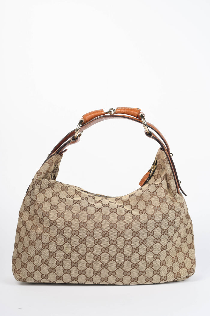 Vintage Gucci Monogram Horsebit Hobo Shoulder Bag