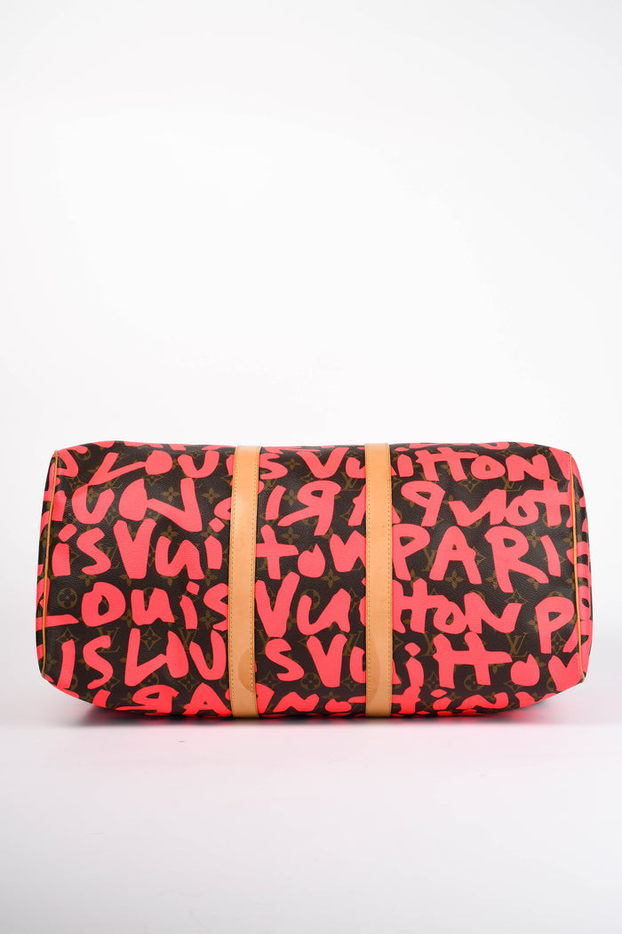 SUPER RARE Louis Vuitton x Stephen Sprouse Neon Pink Graffiti Keepall 50cm
