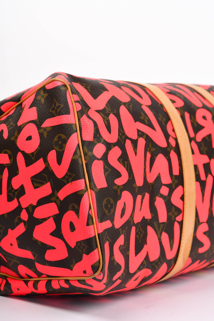 SUPER RARE Louis Vuitton x Stephen Sprouse Neon Pink Graffiti Keepall 50cm